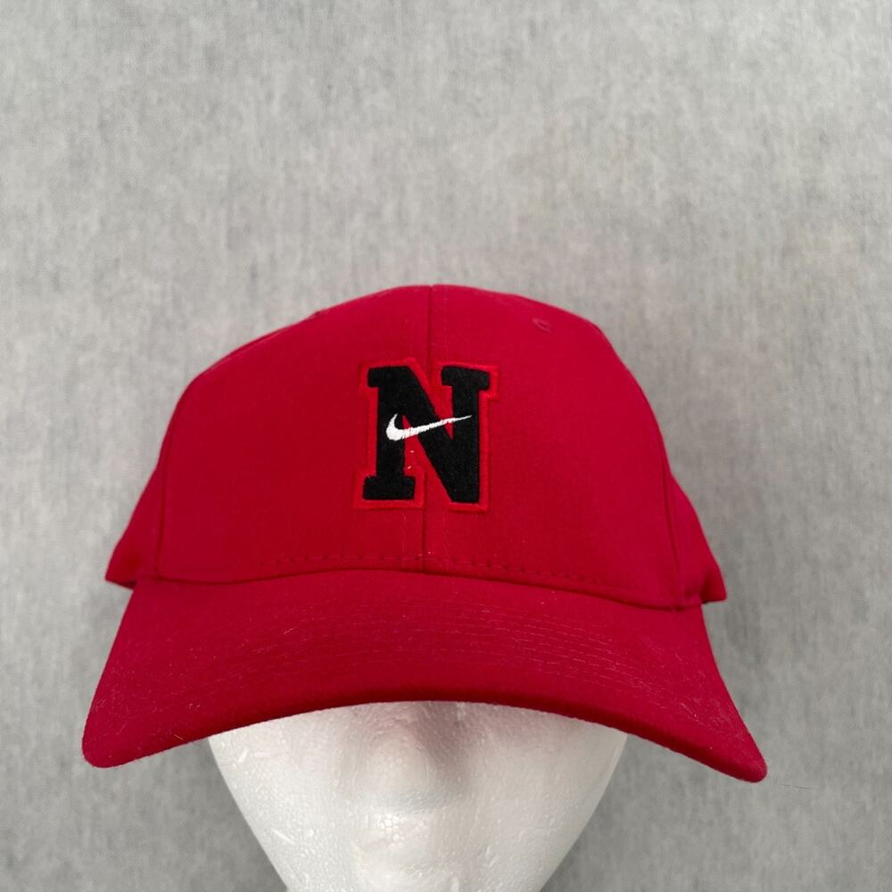 VINTAGE Nike Hat Cap Adult OSFA Red Mini Swoosh Check Logo Mens